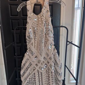 ASOS Elegant Silver Beaded Cocktail Dress